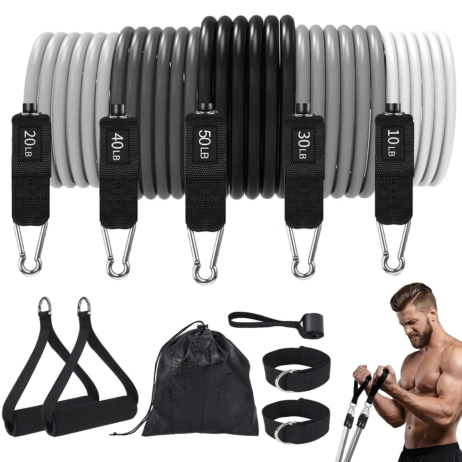 Resistance Bands, Exercise Bands，Resistance Bands for Working Out, Work Out Bands with Handles for Men and Women Fitness, Strength Training Home Gym Equipment, Workout Bands, Elastic Training Band