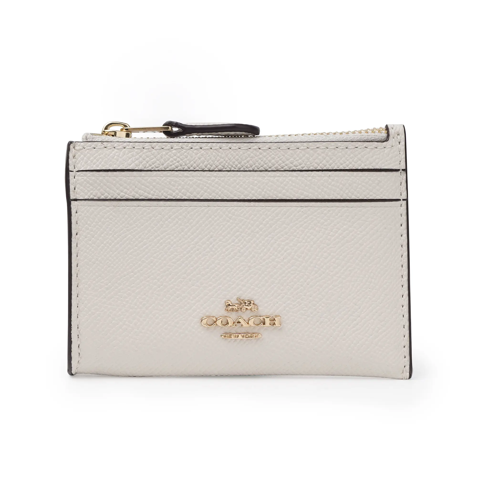 Coach Mini ID Skinny 11 Leather Cardholder Keychain Wallet for Women, Minimalist White
