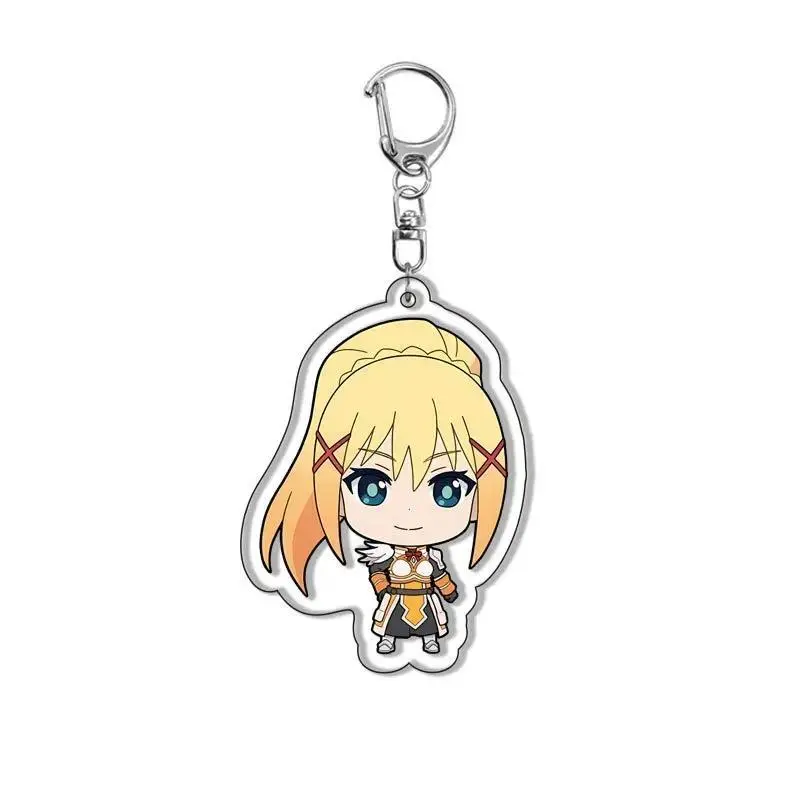 Q-Version Anime Decor Acrylic Keychain, "KonoSuba: God's Blessing on This Wonderful World" Aqua, Satou Kazuma, Megumin Collectible Backpack Charm Ornament, Collectibles, Acrylic Charms