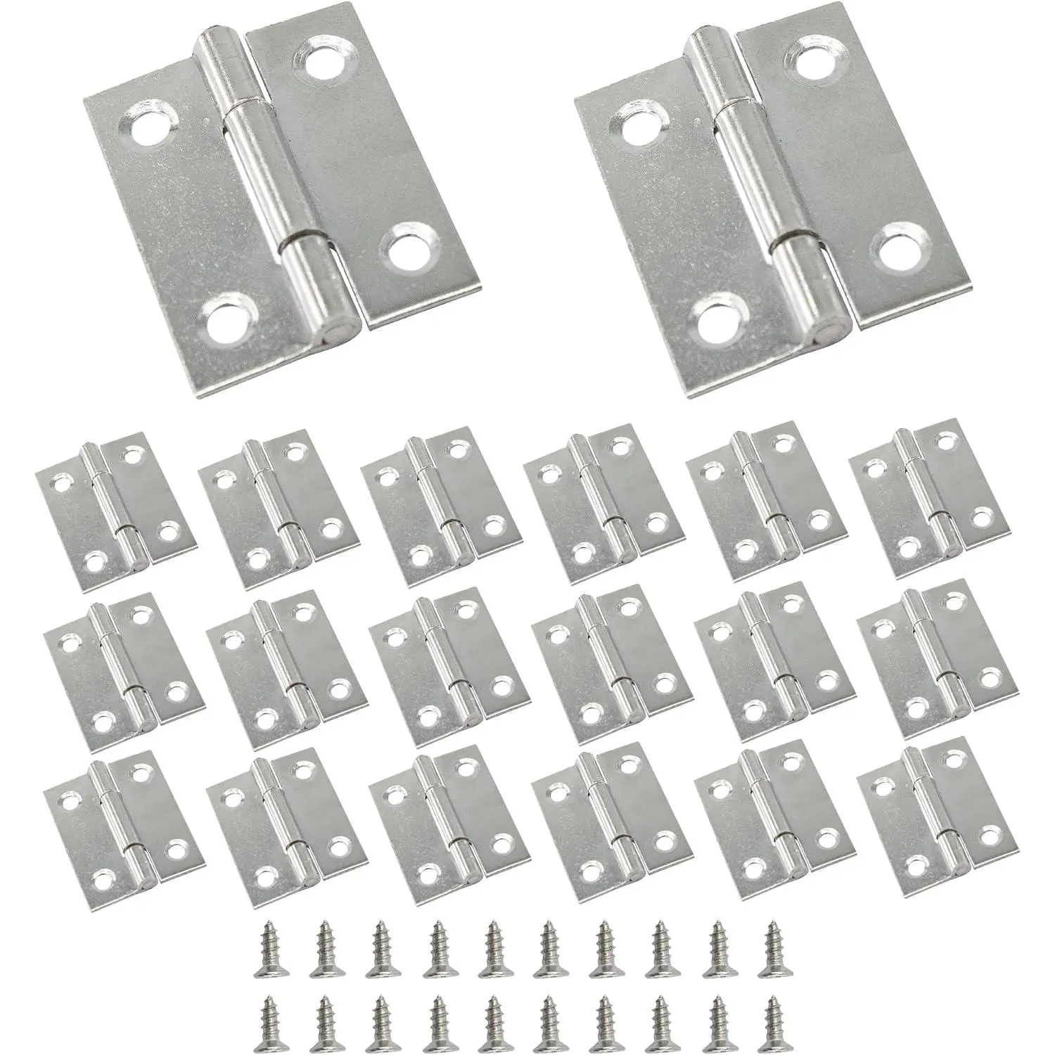 20 count 1.5 Inch  Hinge, Mini Cabinet Hinges, Rectangle Stainless Steel Folding  Hinges, Small  Box  Hinge
