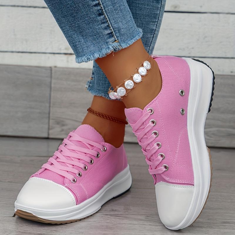 Short Stout Sneaker Women: Non-Slip, Lace-up, Casual Running Shoes, Platform Footwear White for Girls Closure