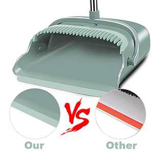 Upgraded broom and dustpan set, large size with long handle, upright design, very suitable for use in indoor and outdoor areas such as garages, kitchens, rooms, offices, and halls (green)