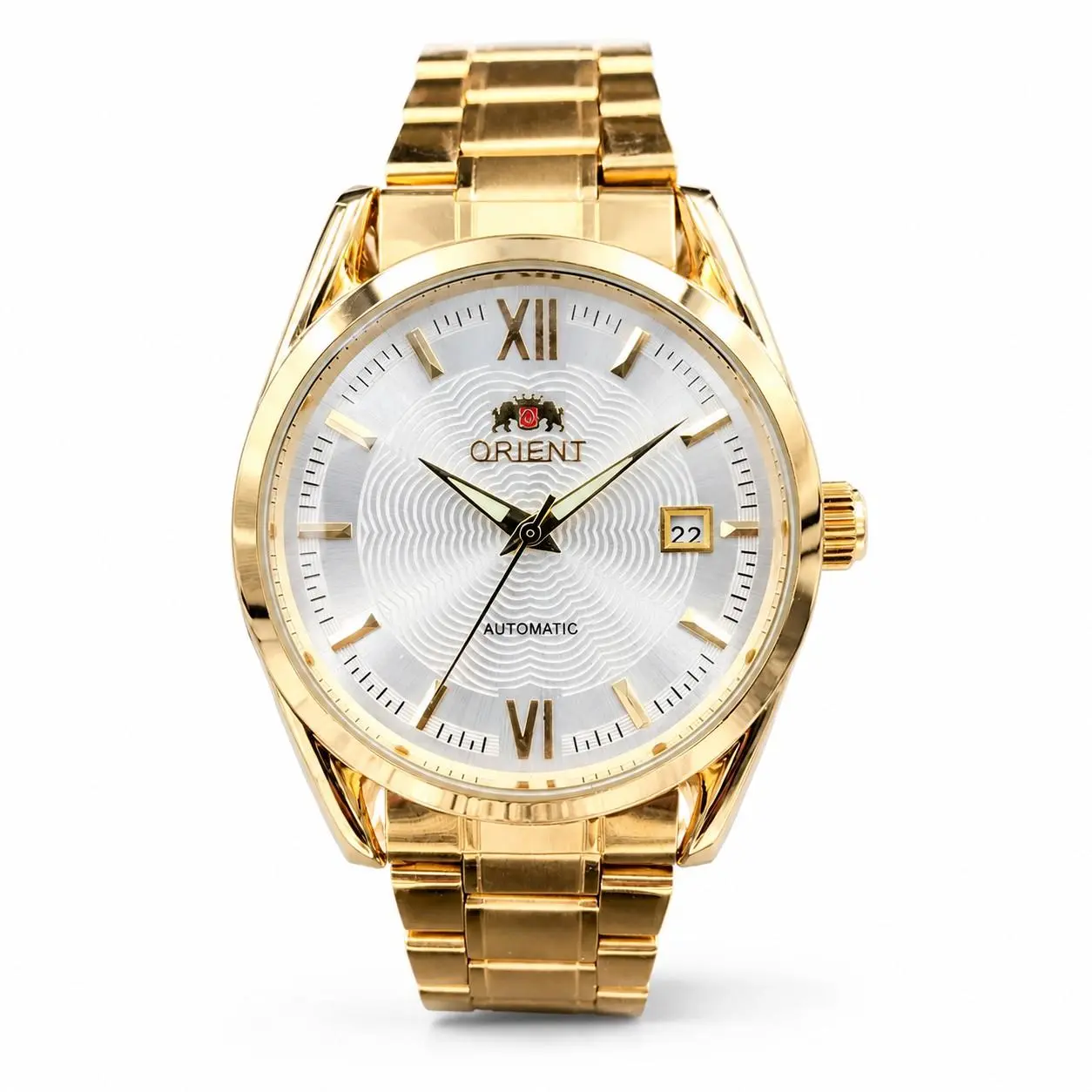 NookSense Golden Wave Mechanical King Automatic Watch for Men, Classic Business Style with Round Face, Wavy Dial and Date Show, Male, Wave Dial