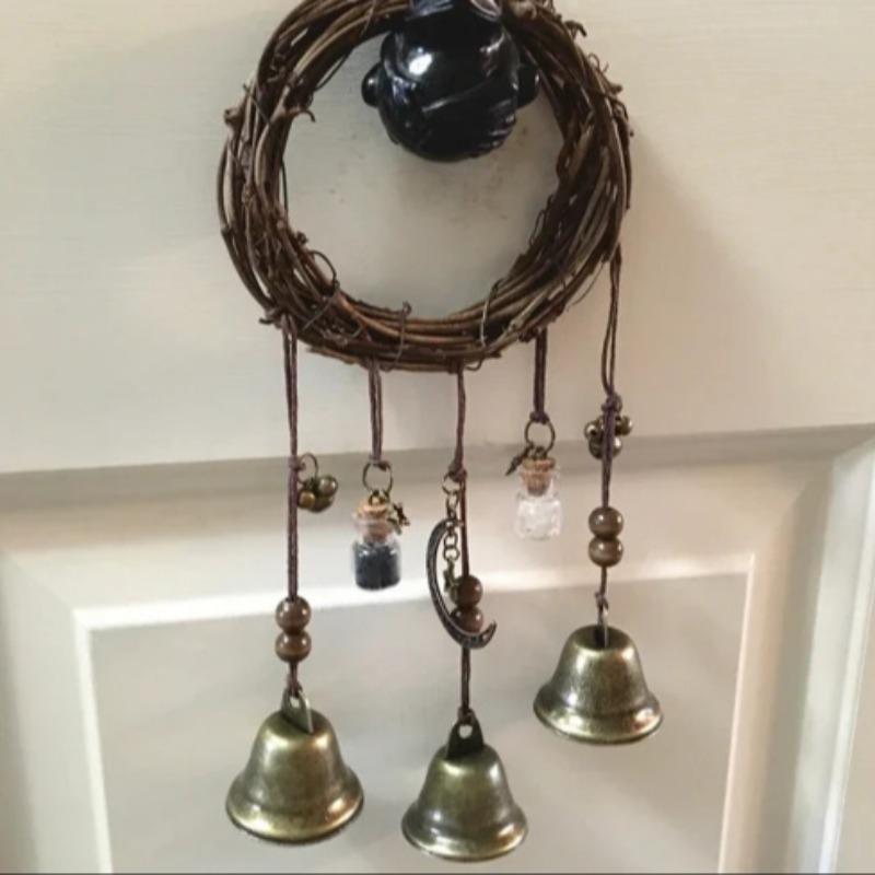 Vintage Witch Bell Hanging Decor, 1 Count Boho Style Wall Hanging Bell with Tassel & Pendant, Wall Decor for Home Living Room Bedroom