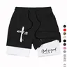 God Is Good Print Teen Boy Shorts, Loose-Fit Casual Mesh Pants, Drawstring Waist, Spring Summer Fashion, Couples Wear, Breathable Loose Shorts, Breathable Printed Shorts