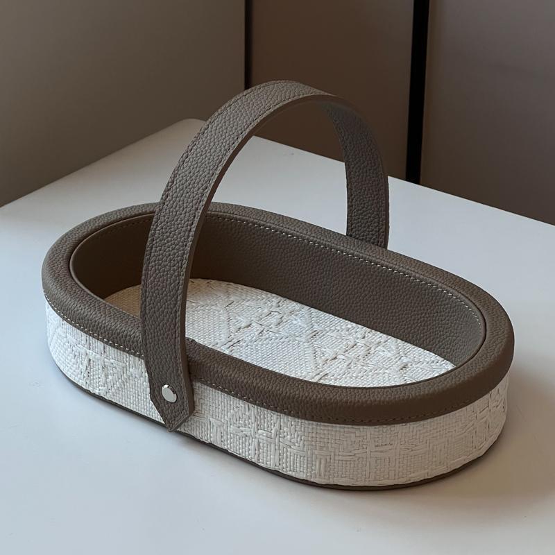 High-grade Sense Light Luxury Leather Tray Table Porch Coffee Table Key Storage Tray Sundry Lipstick Cosmetics Storage Box