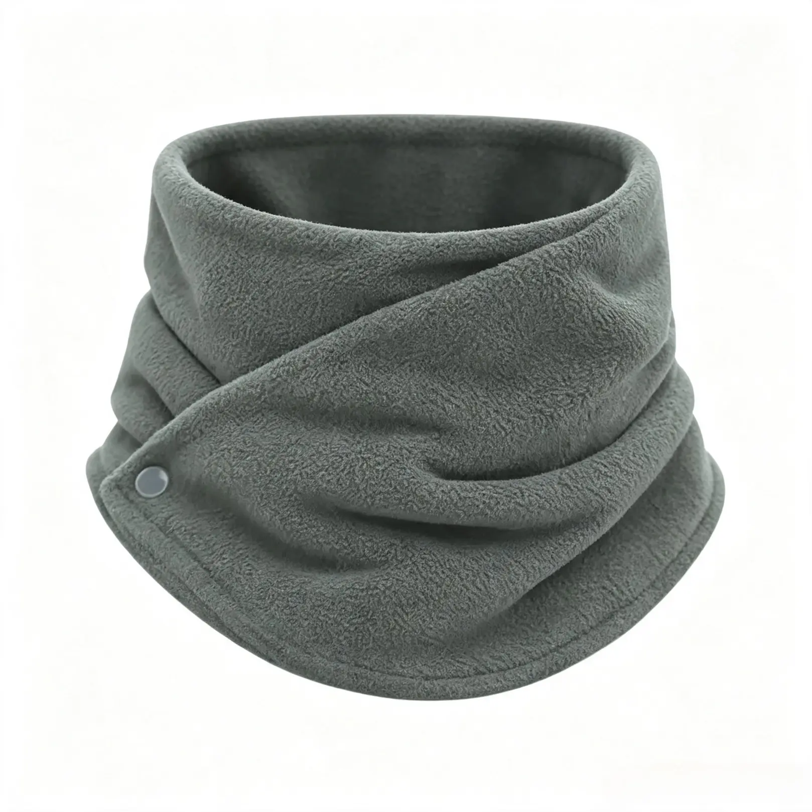 Solid Color Snap‑Button Multifunctional Neck Gaiter, Thick Soft Fleece Neck Warmer, Warm Windproof Winter Accessory For Outdoor Cycling Hiking Daily Travel Wear
