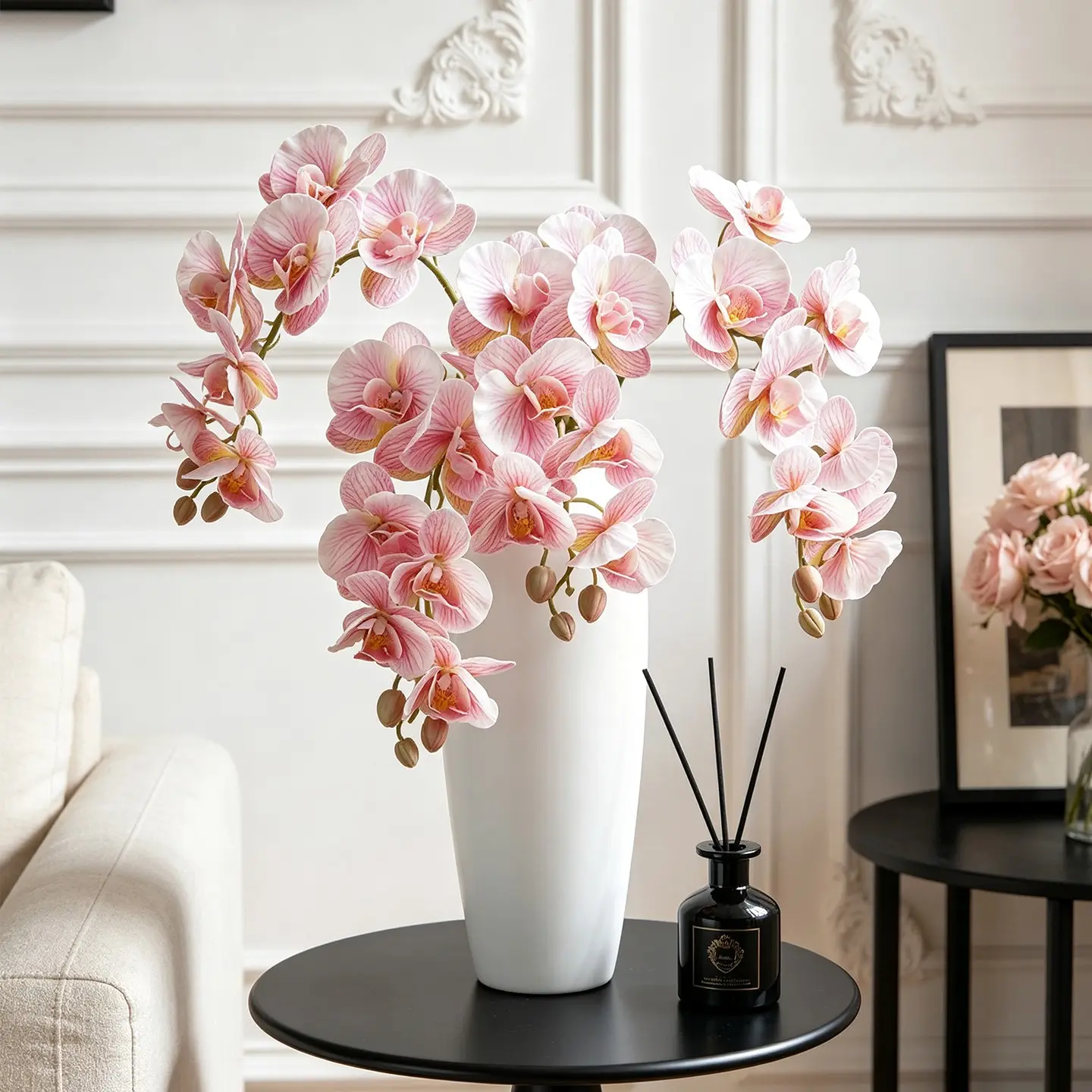 1pc, artificial simulated texture Phalaenopsis, real touch Phalaenopsis fake orchid stems, Realistic Fake Flowers, suitable for engagement wedding bridal bouquet decoration, autumn and winter indoor home garden decoration, flower arrangement decoration
