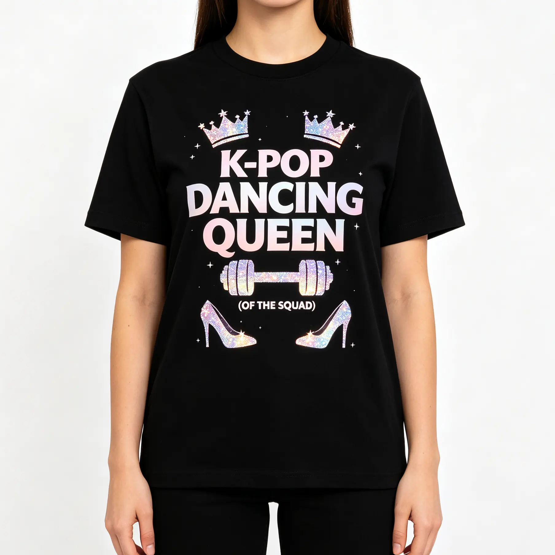 K-Pop Dancing Queen Crown Dumbbell High Heel T-Shirt