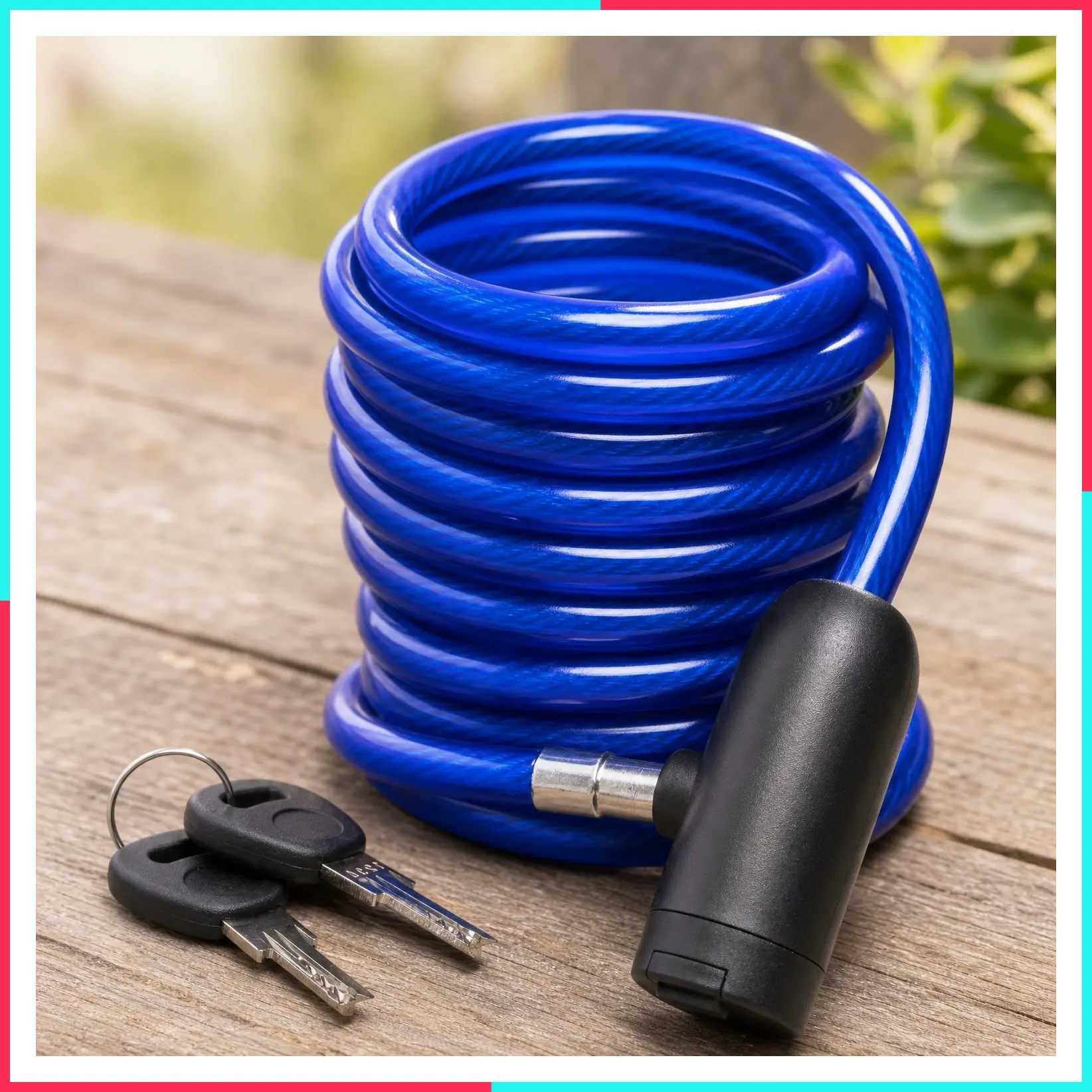 Coiled Security Cable Lock with Keys, 5ft (Available in 5-25ft Lengths)