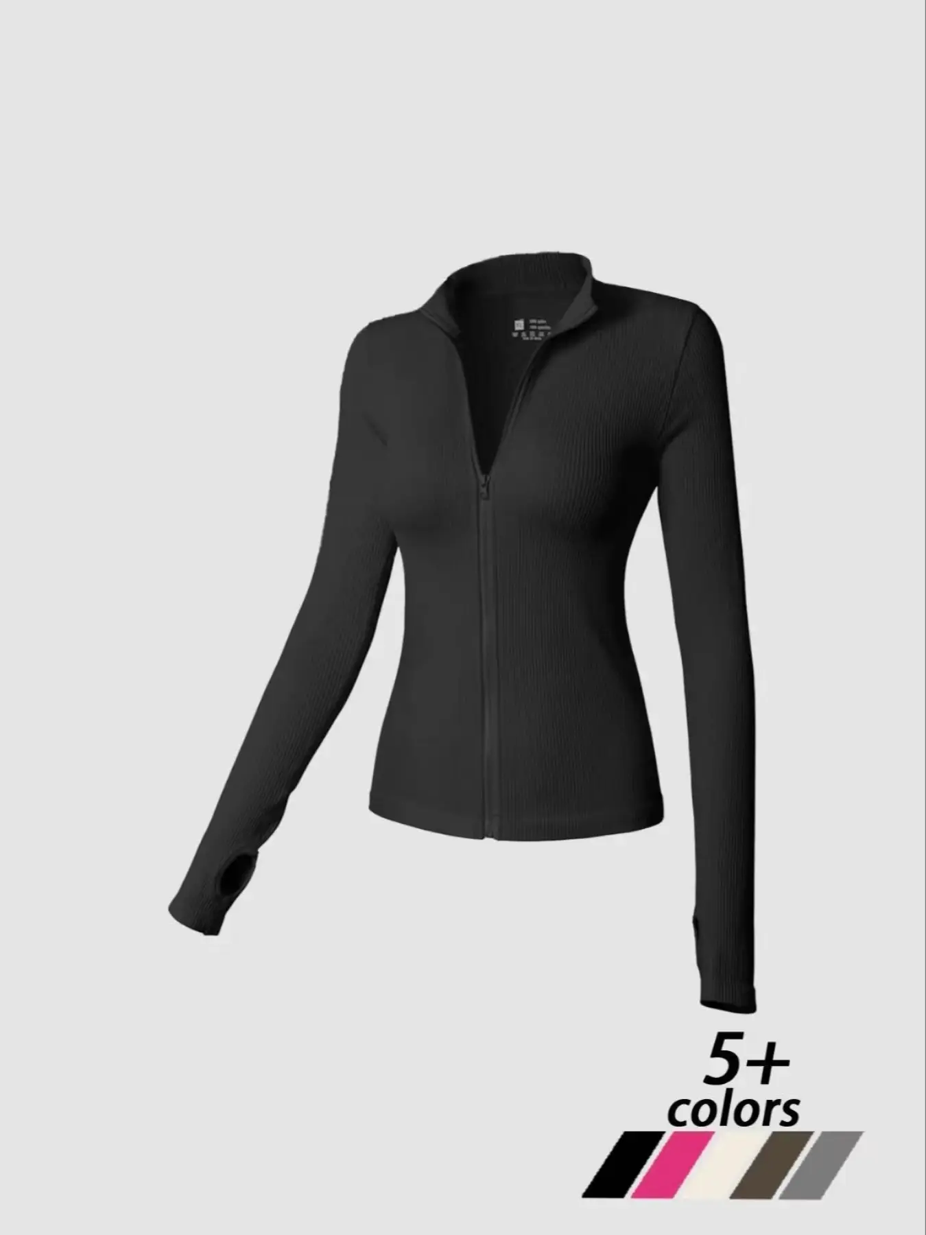 Women's Seamless Long Sleeve Jacket Outerwear, Basic Casual, Stretchy Nylon Fabric, Tight-Fit Design, Round Neck Zipper Closure, Sleeve Zip Up, Perfect for Yoga & Daily Wear, Womenswear, Tops, Lady
