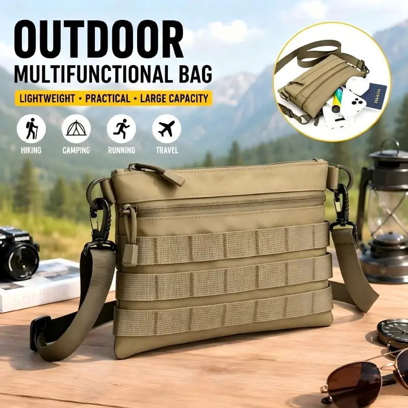 Tactical Shoulder Bag with Carabiner Combination,  Tactical Style Molle Crossbody Bag , Multi-Functional Portable Small Square Bag, Men'S Outdoor Commuting Single Shoulder Bag, Lightweight Tactical Small Bag