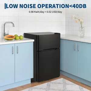 Ultra Quiet Energy Saving 1.7Cu.Ft Compact Mini Fridge with Freezer, Reversible Door for Dorm Office & Small Bedroom Spaces