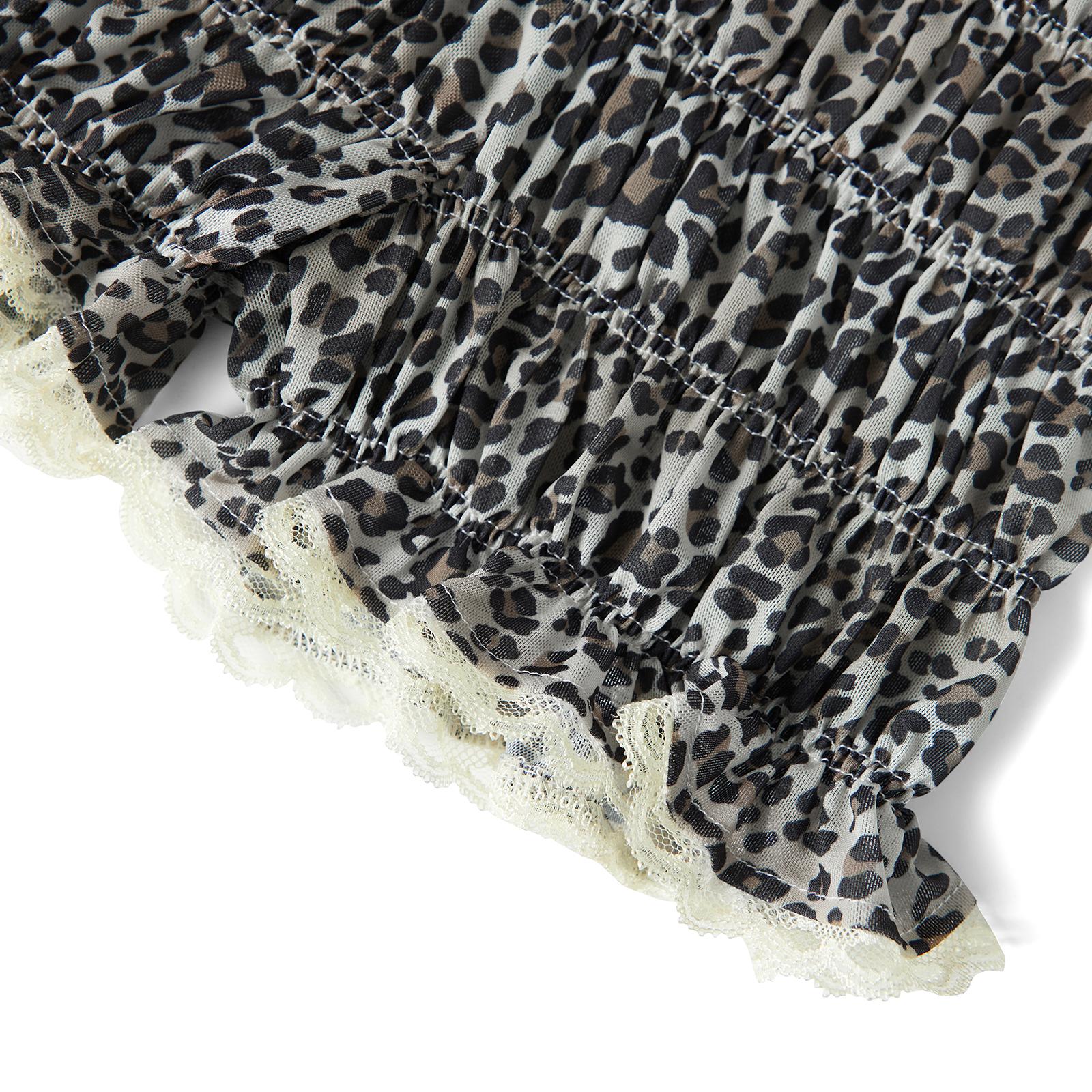 Women's Ruffle Shorts Ladies Female Casual Leopard Print Elastic Waist Short Pants Lounge Shorts for Summer,Womenswear Bottoms,2 Colors