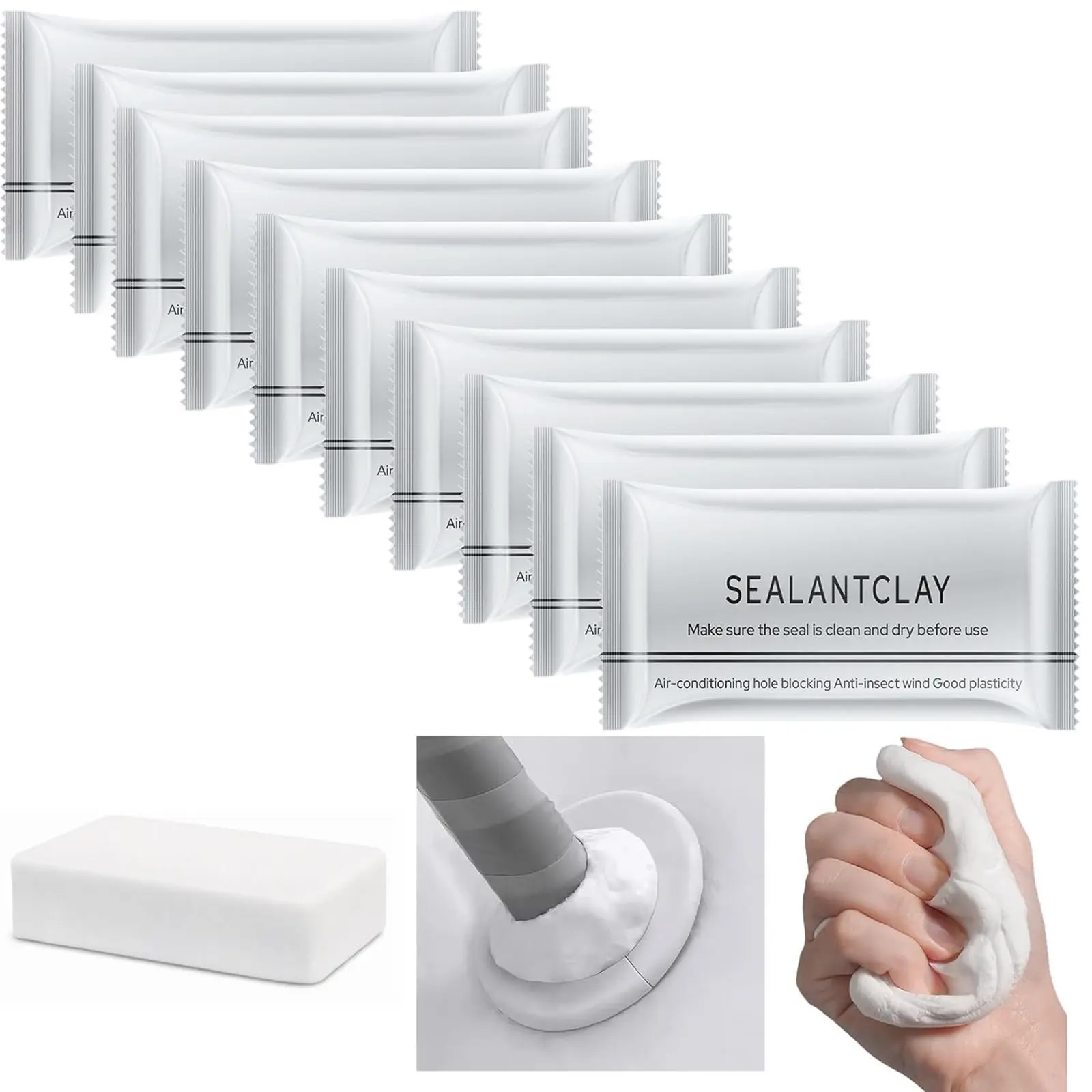Repair Wall Holes for Wall Hole,10 Counts Waterproof Sealant Mastic,Drain Connection,Quick Mending Mud,Air Conditioning Hole Waterproof Seal Putty.