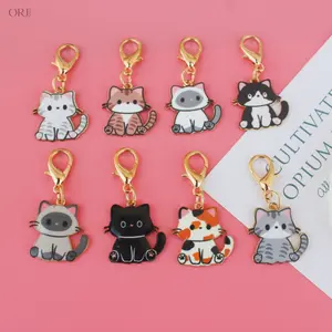 8PCS Cute Cartoon Chubby Cat Keychain Pendant, Lovely Kitten Charm Accessory for Earbud Case & Backpack Bag Decoration,Red,titanium,dad,father,