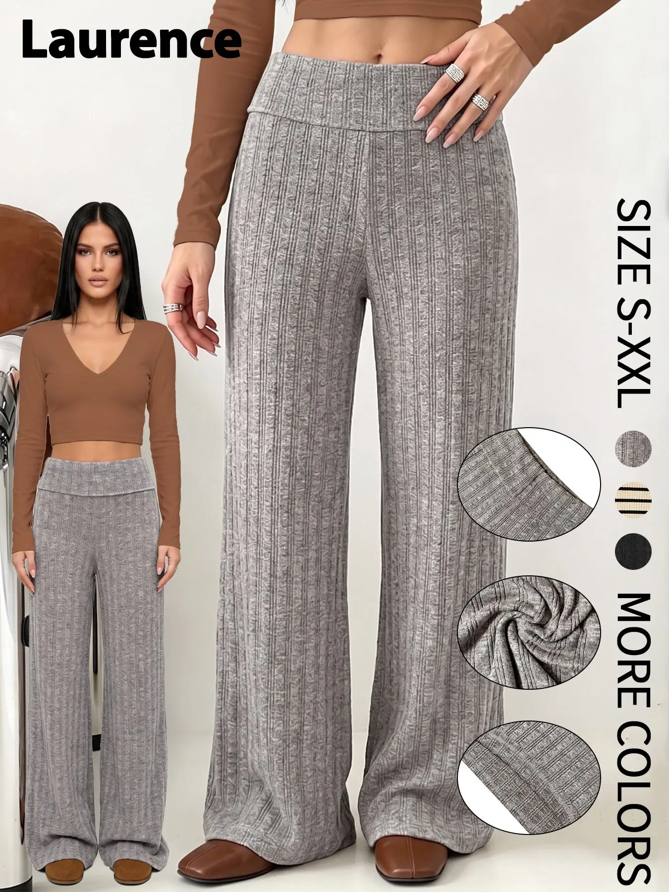 Soft Knit Wide Leg Pants for Women, High Waist Elastic Waistband, Loose Fit Conceals Fat, Flowy and Versatile Long Pants