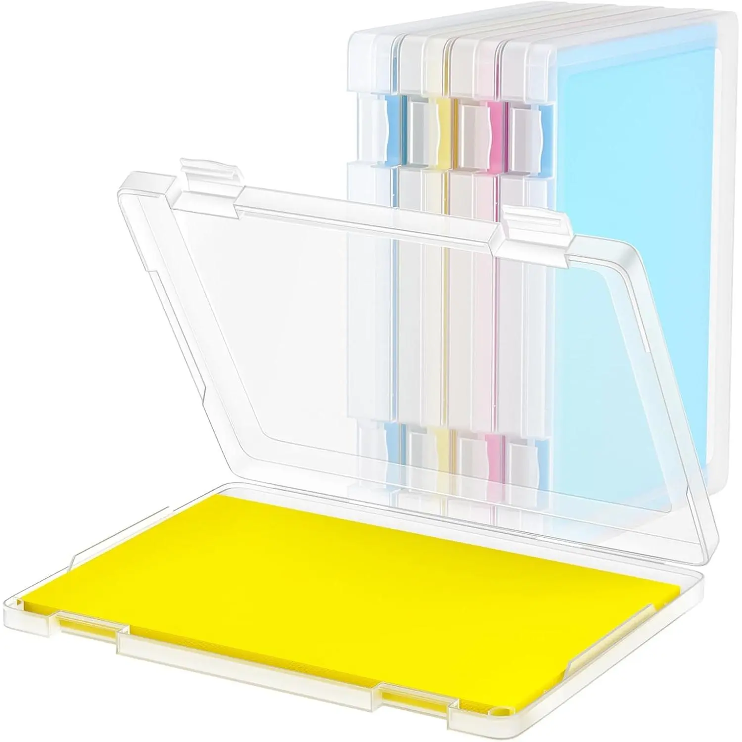1 Pack Transparent A4 Plastic File Box - Paper Organizer Document Storage Container File Protector for Magazine Scrapbook Office School Supplies