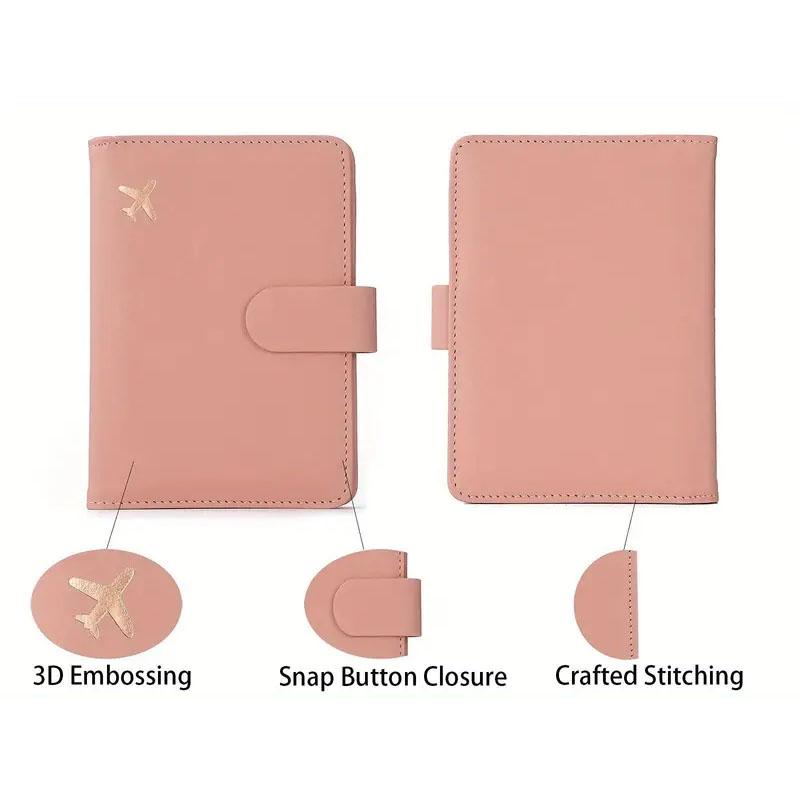 Leather Passport Holder Covers Case Waterproof Travel Credit Card Wallet Cute Passport Book for Women/Men Buckle Passport Cover
