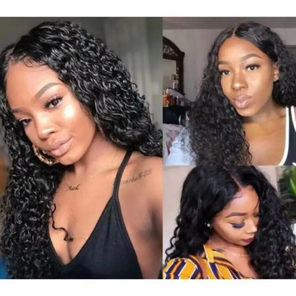 Foreign trade women's wigs, European and American style, black small curly wavy fiber, heat-resistant, African wig, available on Wish and Amazon