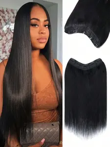 15A Luxury 100% Human Hair Extensions High-quality Seamless Clip in Hair Extensions Upgraded V-Shape Hairpieces for Volume & Length One Piece 3/4 Full Head