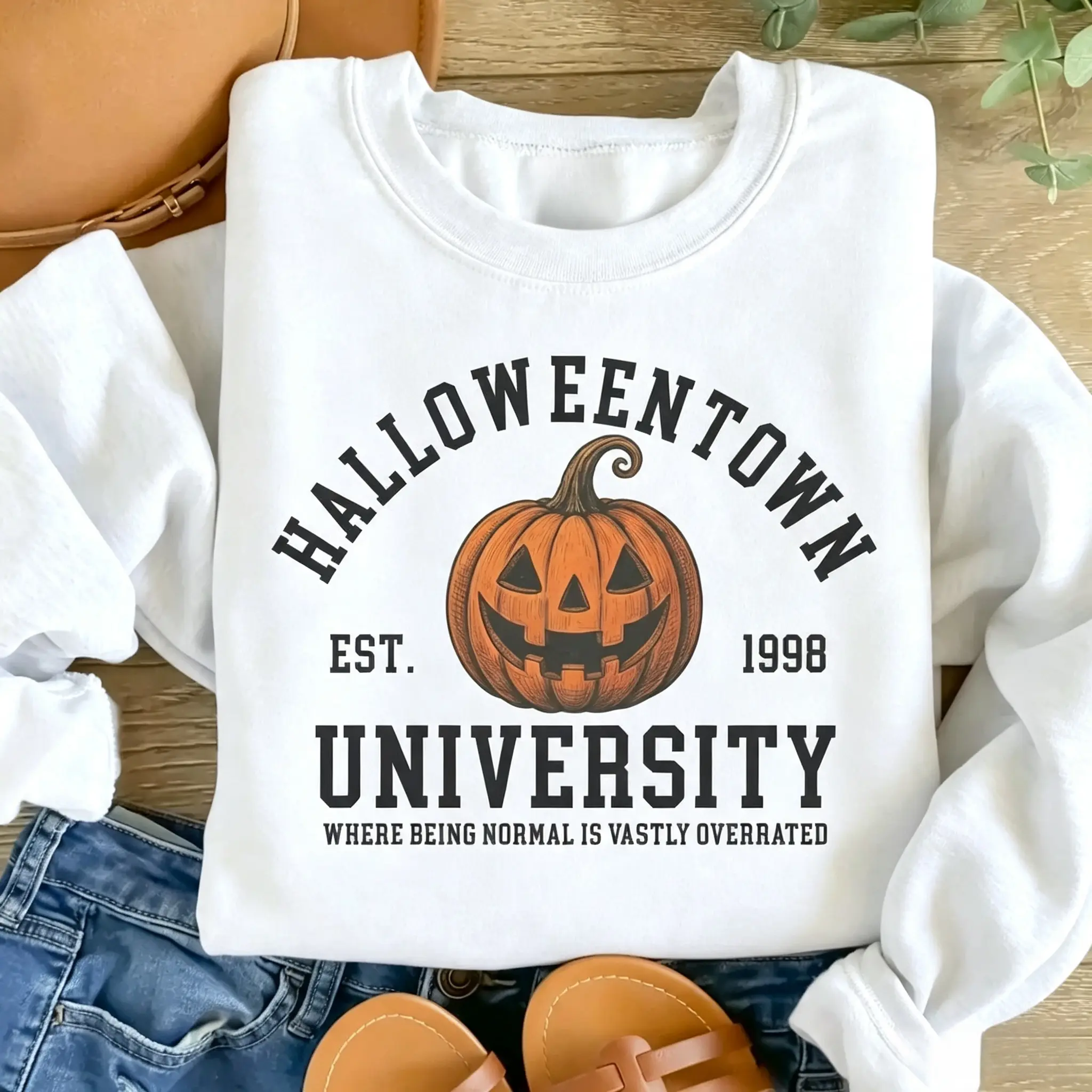 Halloween Town University Pumpkin Sweatshirt - Halloween Sweatshirt - Horror Theme Sweatshirt - Cotton Fabric
