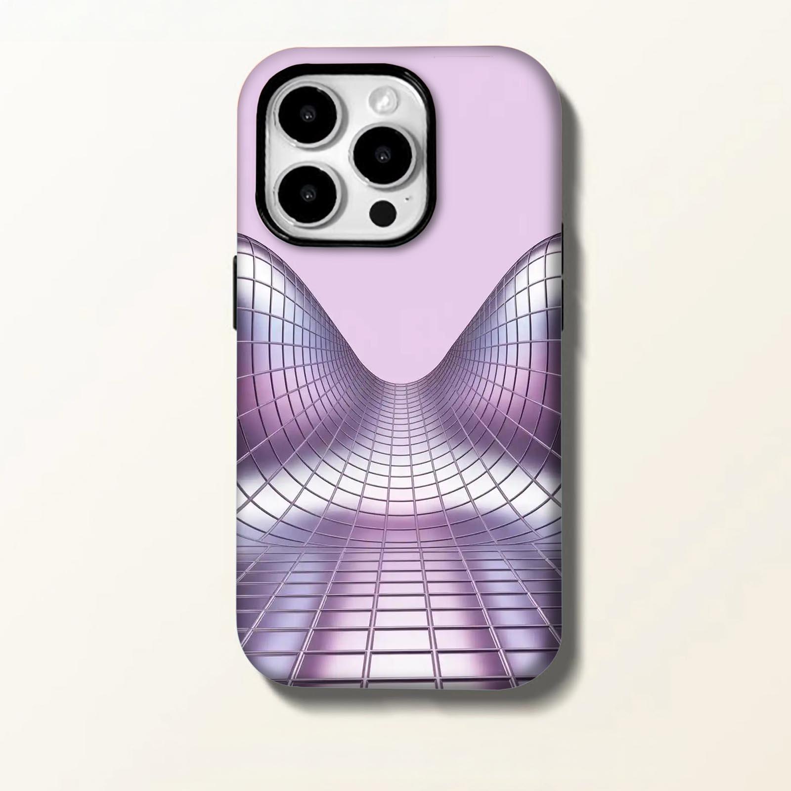 purple, grid, tunnel Soft And Hard Two-In-One Film Printed Full Pattern Case For IPhone 16 15 14 13 1211 Pro Max Plus Phone Case