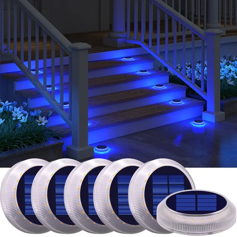 5-Year Lifespan Solar LED  Dock  & Deck Lights, IP68 Waterproof Stick-On Garden Lights, Auto Sensor On/Off, 20+ hours working time, Perfect Blue Glow solar step lights for Wlakway, Pool, Pathways ,fence & Patio, Solar Decorative Lights