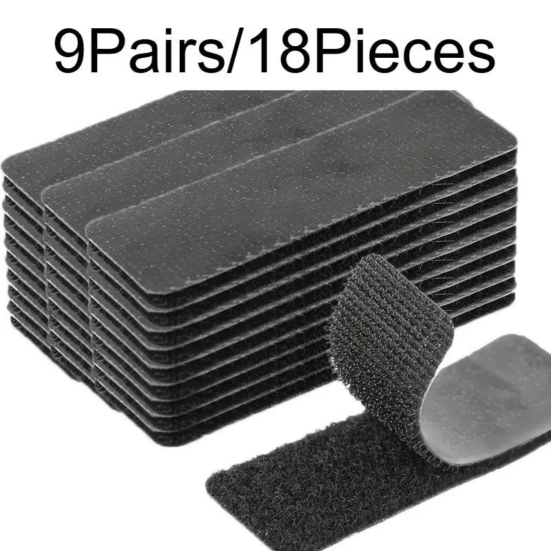 9-Pairs Car Mat Fixing Velcro Strips, Rectangle Adhesive Anti-Slip, Home DIY Carpet Tape, Durable & Easy to Use
