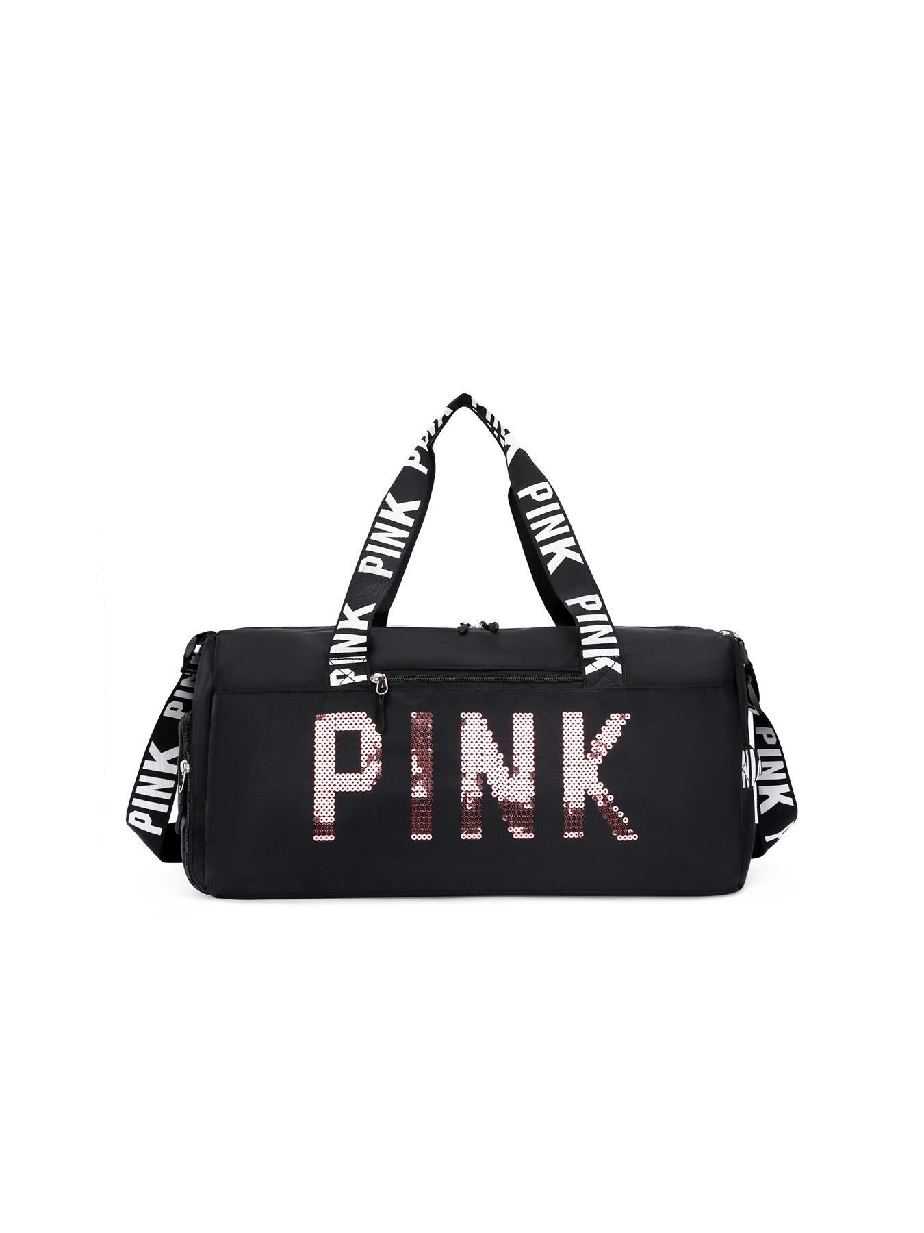 Fitness Bag with Shoe Compartment, Stylish Letter-Print Large-Capacity Lightweight Crossbody Gym Bag, Multifunctional Shoulder Bag