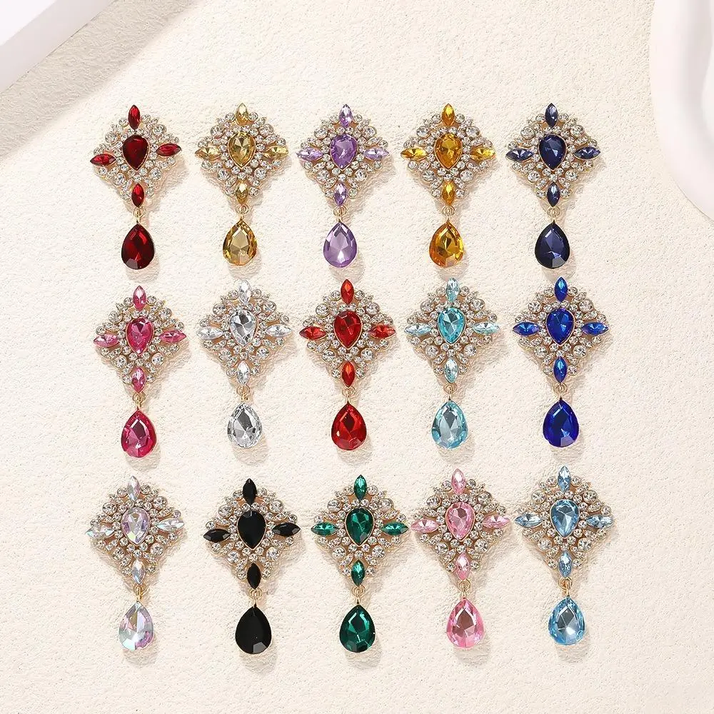 2026 Retro Geometric Rhombus Tassel Pendants - Vintage Faceted Sparkling Rhinestone Teardrop Bag Charms, Handmade DIY Accessories for Jewelry Making, DIY Hobbyists & Twillies