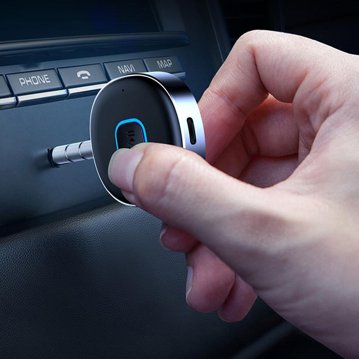 Car Bluetooth Receiver, Noise Cancelling 3.5mm Bluetooth Car Adapter, Wireless Audio Receiver for Home Stereo/Wired Headsets, Hands-Free Calling