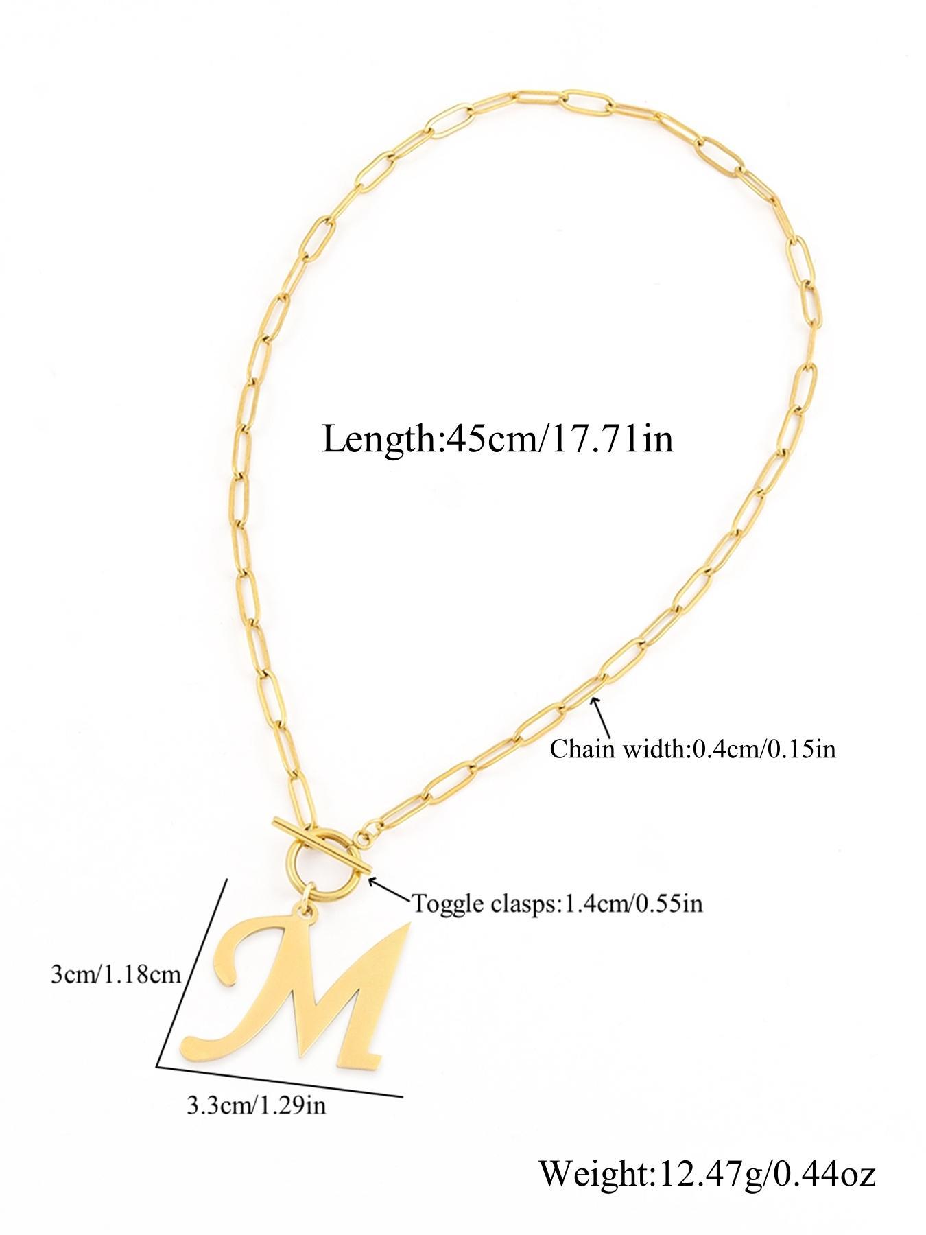 Letter Pendant Necklace, Necklace Initial for Women, Stainless Steel Ot Buckle Jewelry for Party, Daily Clothing Decor, Trendy All-match & Exquisite Jewelry for Birthday Gift