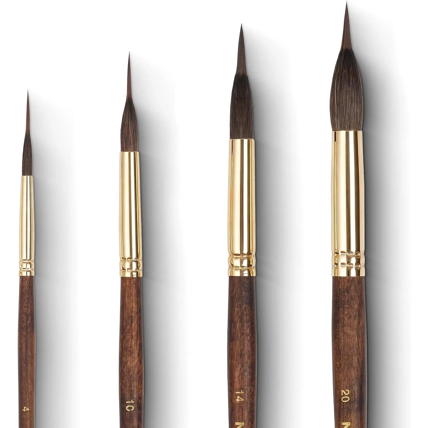 4 PCS Watercolor Brushes Professional, Extended Needle Point Brush Set, Sable Watercolor Brushes with Synthetic Extra Long Tip for Fine Detailing - Watercolor Acrylic Gouache Inks Painting