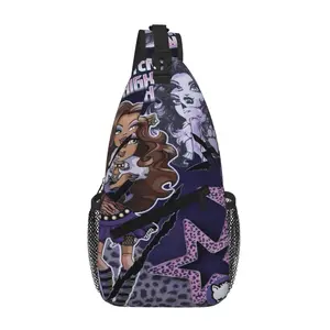 Monster High Fashion All Over Print Large Capacity Crossbody Sling for Travel Sports and Office Cartoon Casual Shoulder Chest Pack Gift for Boys and Girls