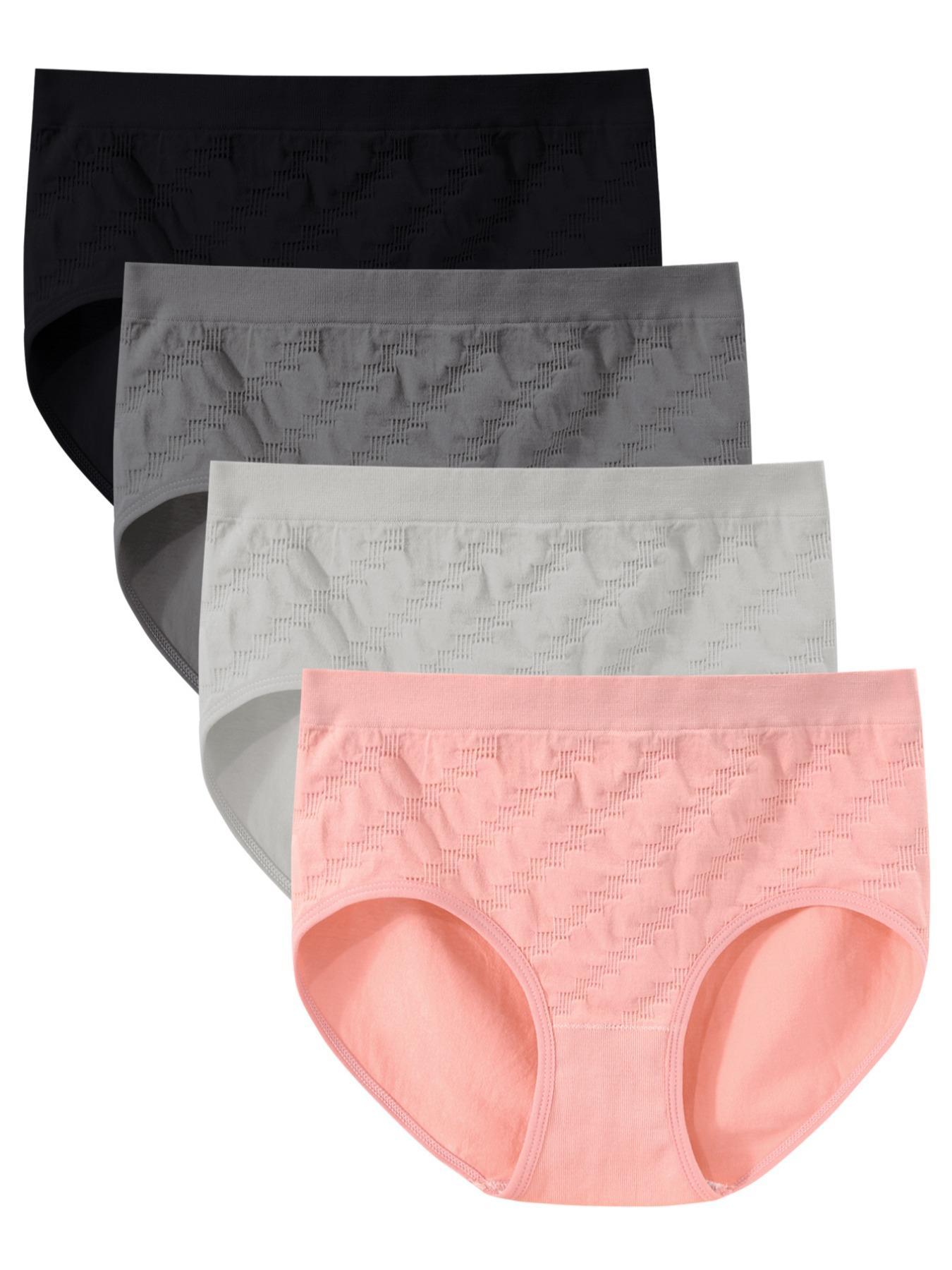 Women's 4pcs Solid Color Panty, Seamless Breathable Fit Knicker for Everyday Wear, Underwear for Women, Women Comfy Underwear, Women's Underwear for All Seasons