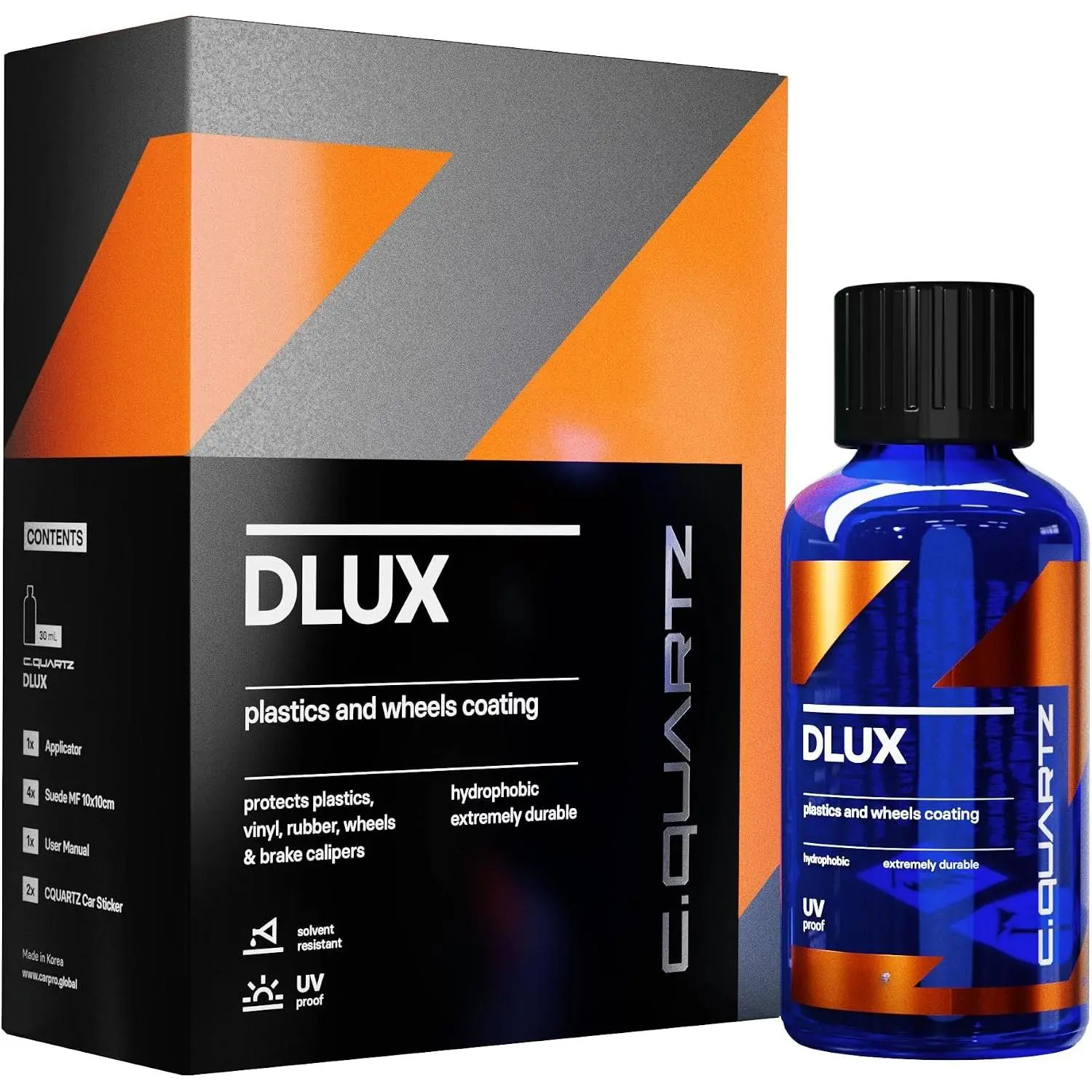 CQUARTZ DLUX Wheel and Trim Coat 30mL - Ceramic Coating UV Protection for Wheels and Exterior Plastics, Rubber, and Metals