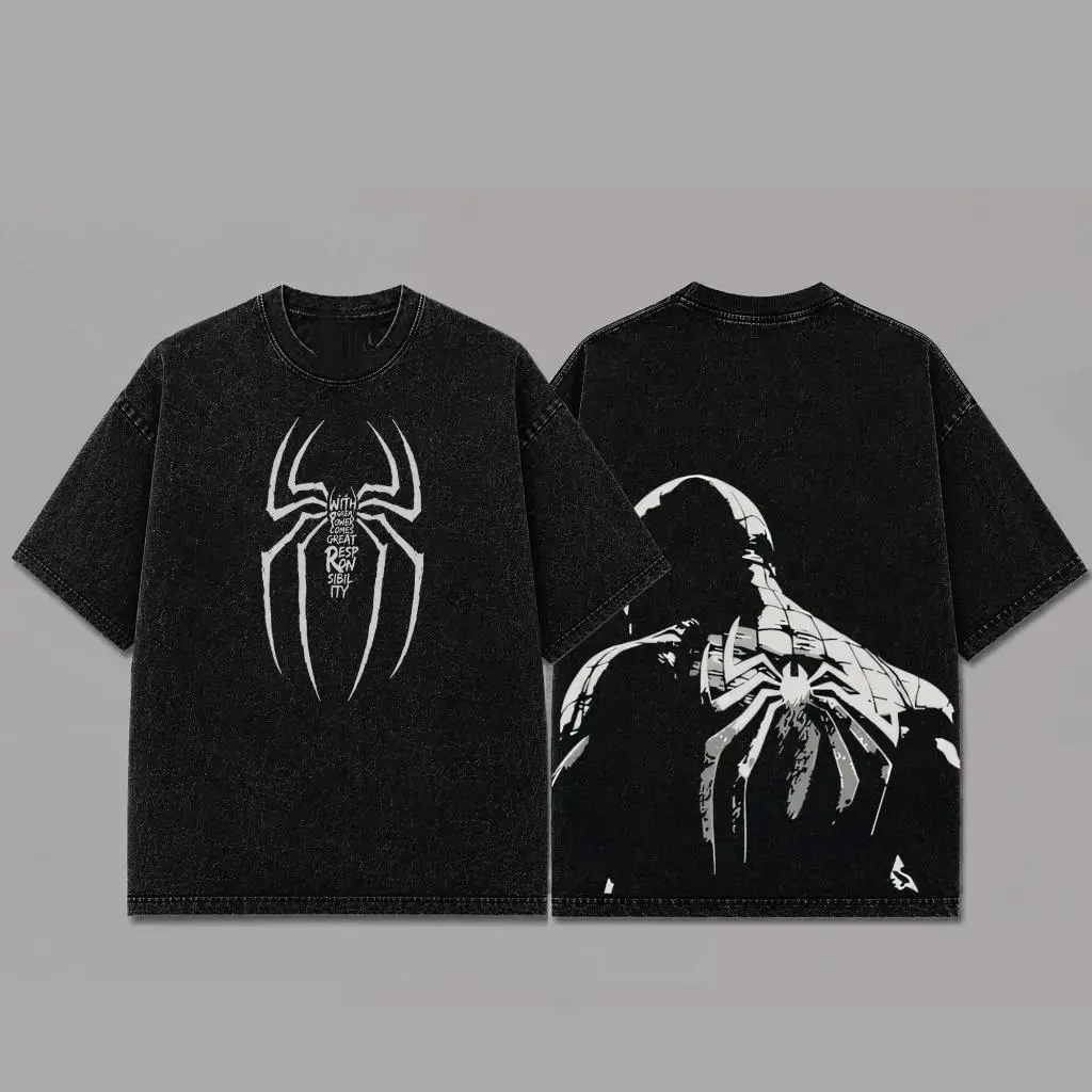 Spidey Inspired Oversized Black Graphic T-Shirt, Vintage Movie Actor Fan Tee, The Peter Shirt, Y2K Comic Style Streetwear Top, Washable Unisex T-shirt, Retro Superhero Inspired Shirt, Gift for Movie Fans