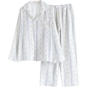 Arssm Linen Pajama Set for Women Cotton Pajamas Set 2 Piece Floral Pj Set Coquette Cute Pjs Sleepwear