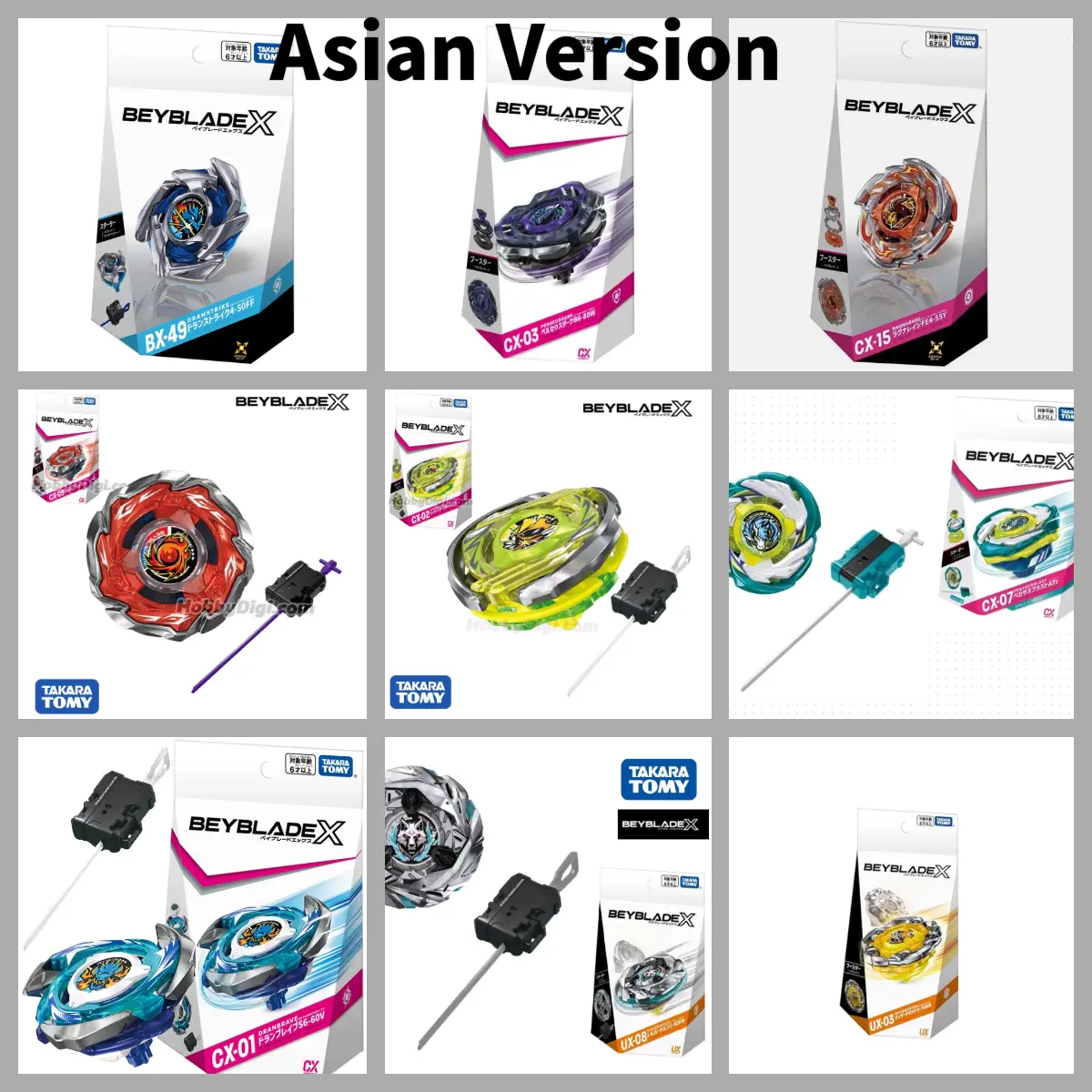 Asian Version BX UX Series Beyblade X Starter Handle Toys Alloy Gyro with Launcher Gifts Kids