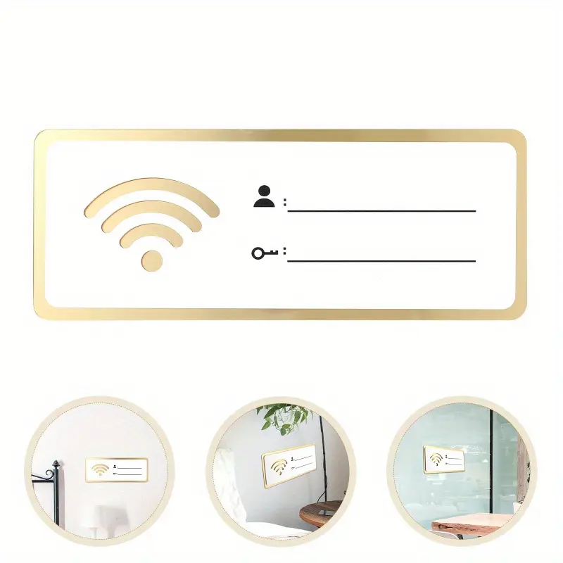 Wifi Password Wall Sticker Acrylic Tip Signboard, Wifi Sign Wireless Network Acrylic Signage Coverage Wall Password Logo Stickers