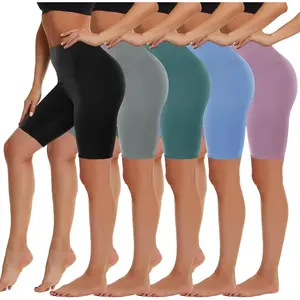 5 Pack Biker Shorts Women - 5"/8" High Waist Spandex Workout Yoga Running Athletic