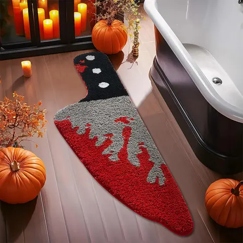 Scream Knife Horror Movie Gothic Area Rug, House Decor Rug, Non-Slip Machine Washable, Halloween Accent Home Decor, Decorative Throw Rug for Kitchen, Bathroom & Bedroom, Soft Indoor Doormat