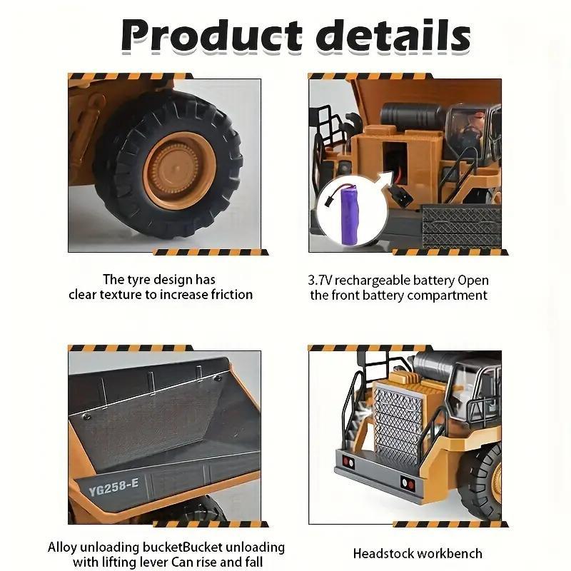 9 Channel Remote Control Dump Truck Toy, Remote Control Trucks, 1 Set USB Rechargeable Engineering Vehicle Toy with Light & Sound Effect, RC Construction Vehicle Gift