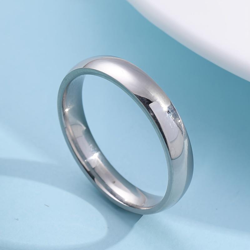Golden and Silvery Two-tone Stainless Steel Ring, Simple Smooth Plain Band, Exclusive Couple's Matching Rings