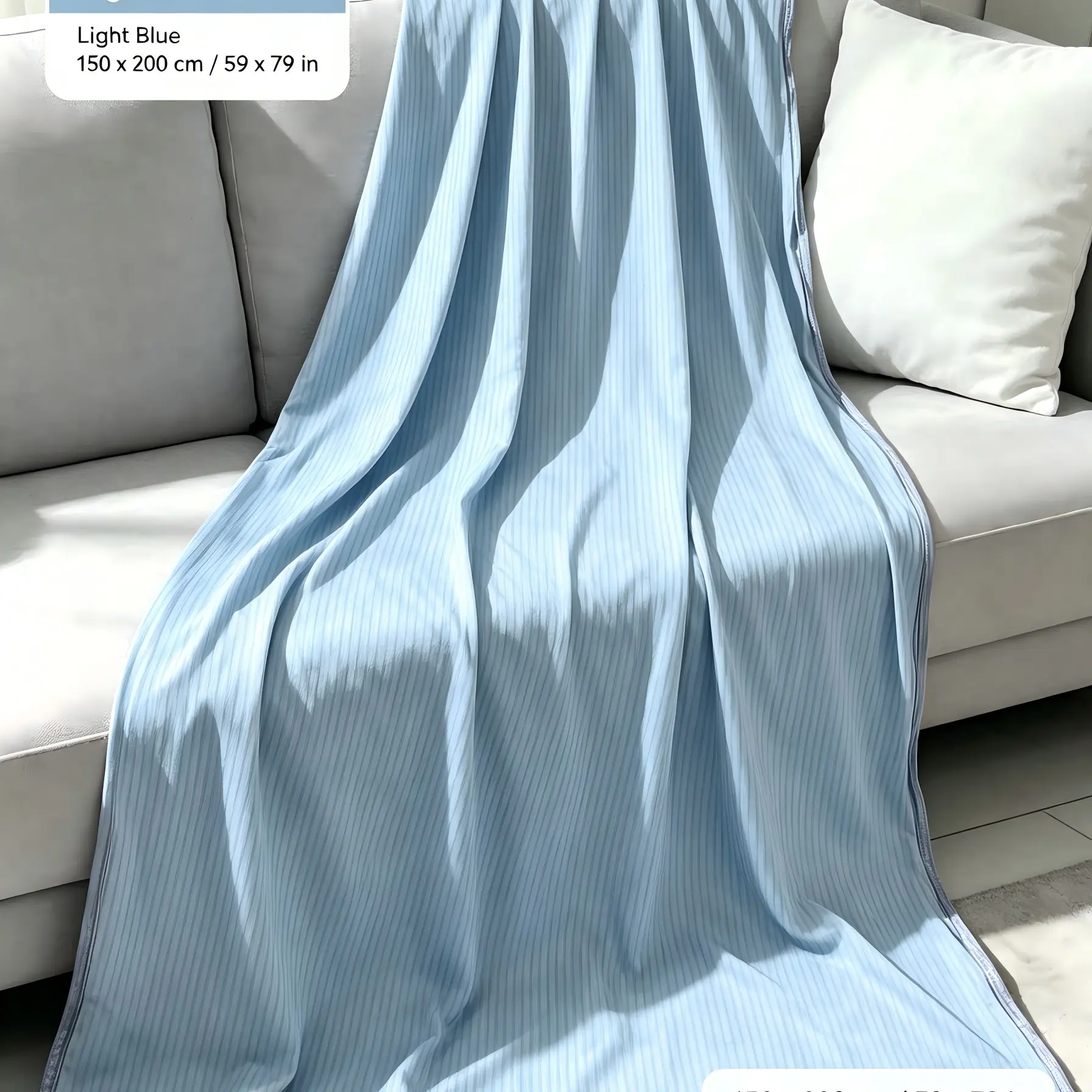 50 Summer Lightweight Blanket, Cool Sensation, Fashion Stripes Pillowcase, Single Size, Bedding Sheets & Pillowcases, Made in China