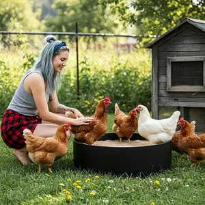 1pc Large Round Chicken Dust Bath Tub, Heavy-Duty Durable Versatile Poultry Farming Equipment Poultry and Livestock Feed Supplies, Easy-Fill Play Area for Chickens, Hens, Ducks & Chicks in Coops