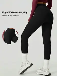 Women's Solid Color Leggings High Waisted Tummy Control Butt Lifting High Stretch Soft Comfortable Casual Versatile Yoga Sports Pants for Home Outdoor Travel Sleep Four Seasons Universal