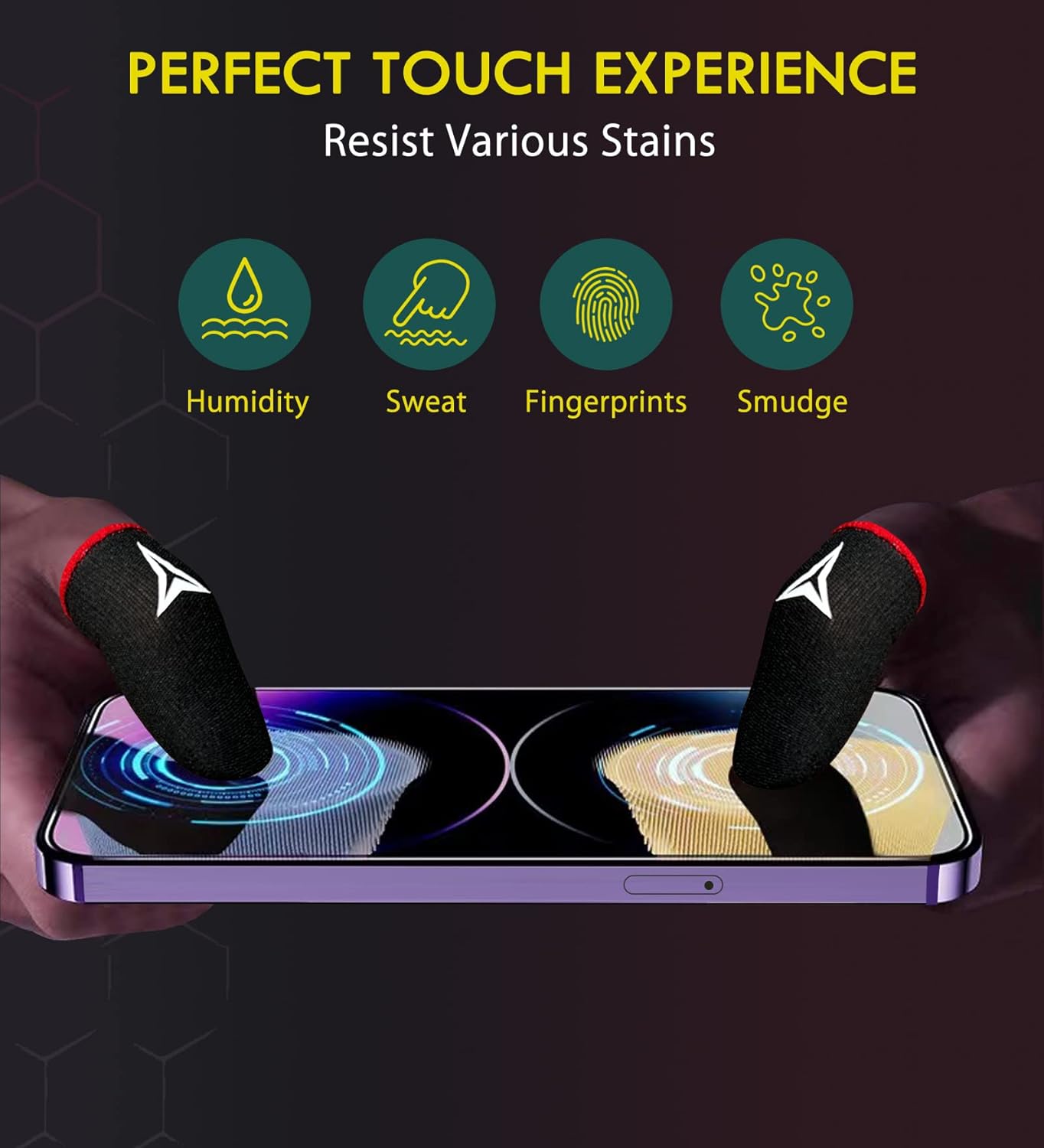 6 Pack Mobile Phone Gaming Finger Sleeves, Finger Sleeves Compatible with All Touchscreen Devices, Smooth Feel, Anti-Sweat, Extremely Thin