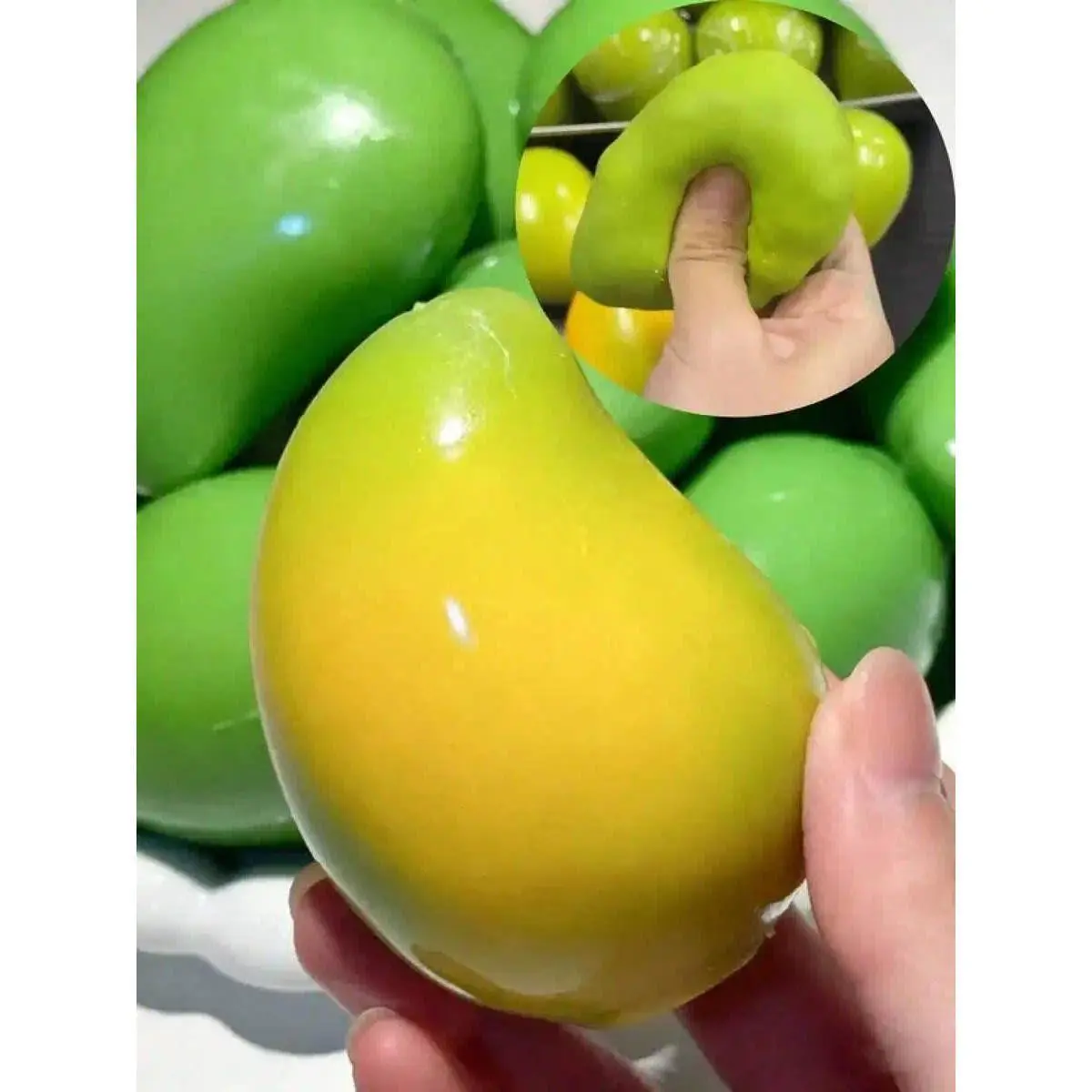 Handmade Crispy Mango Stress Ball Squeeze Toy, Color-Changing Mango Squishy Fidget Ball, ASMR Sensory Stress Relief Toy